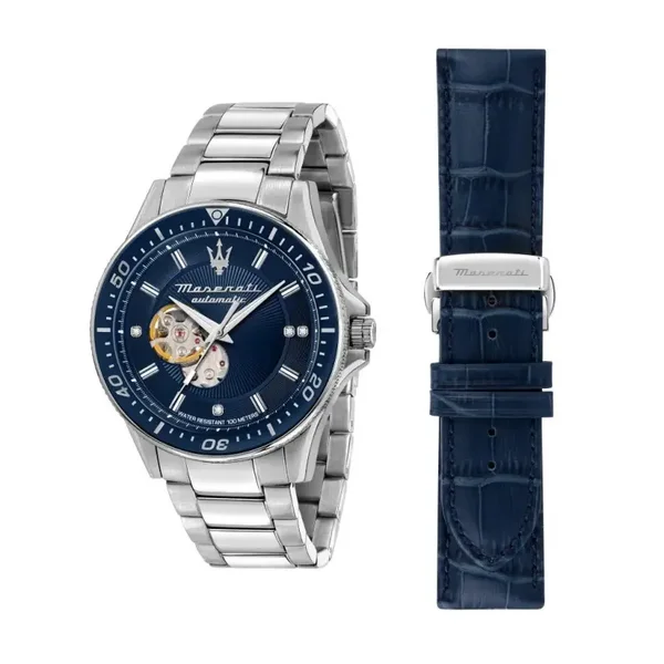 Montre Homme Maserati Sfida Diamond Cadran Coeur Ouvert Automatique R8823140007 100M