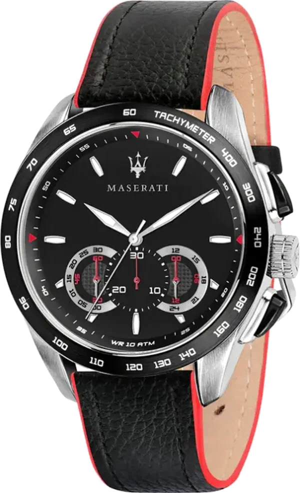 Montre Homme Maserati Traguardo R8871612028 Cadran noir Bracelet en cuir noir