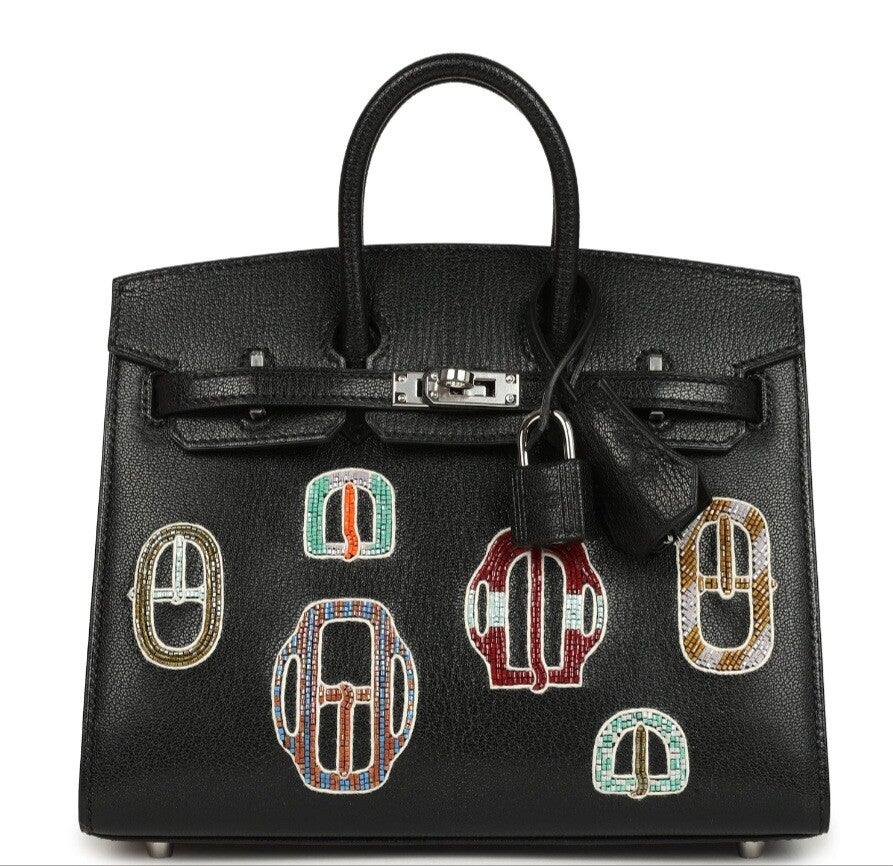 Hermes Birkin Sellier 20 'Bouclerie Moderne Casaque' Black Chevre Chamkila Palladium Hardware