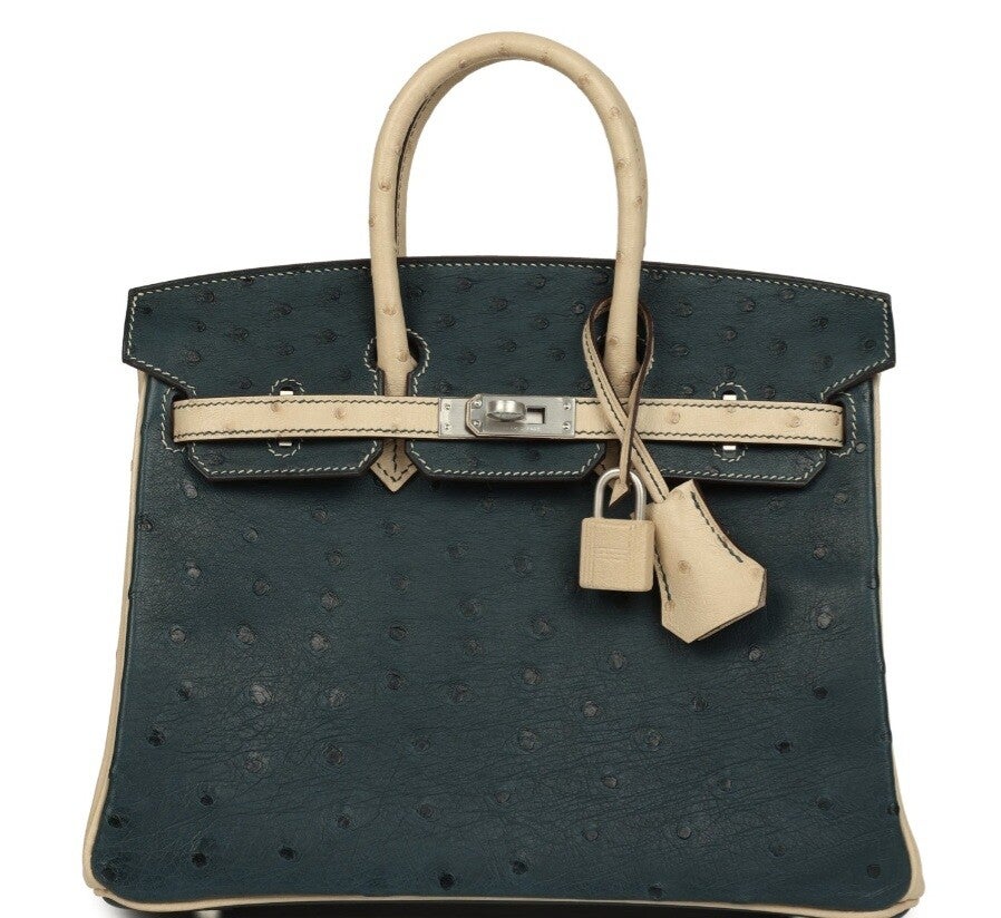 Hermes Special Order (HSS) Birkin 25 Vert Cypress and Parchemin Brushed Palladium Hardware