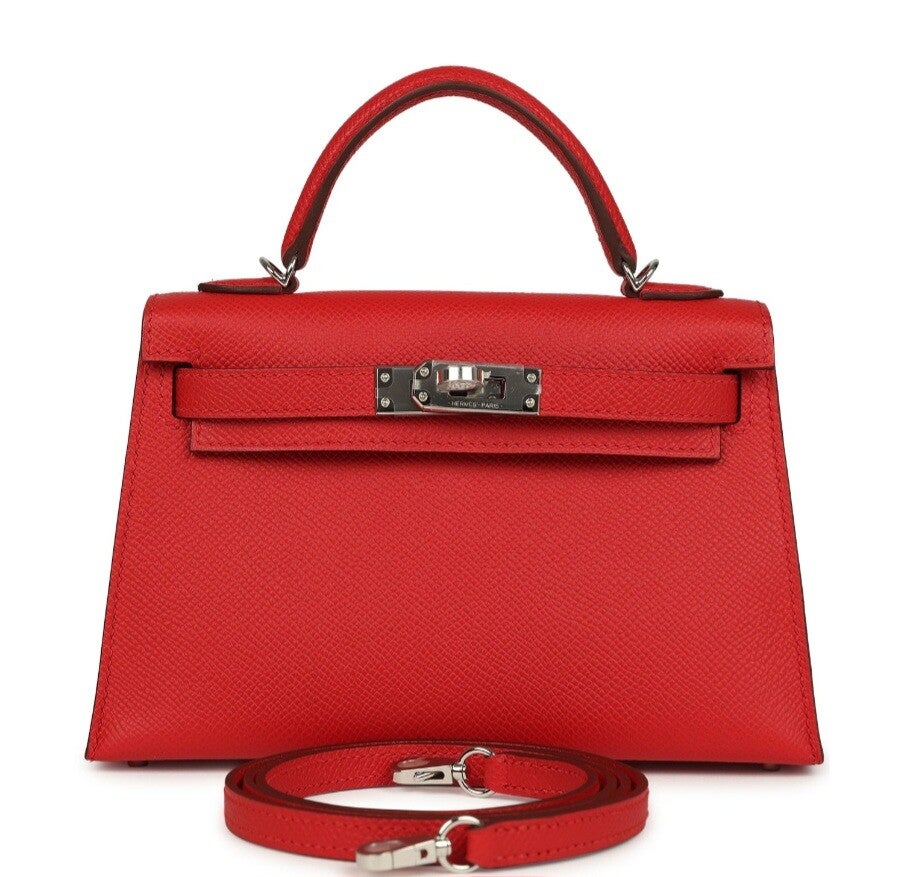 Hermes Kelly Sellier 20 Rouge de Coeur Epsom Palladium Hardware