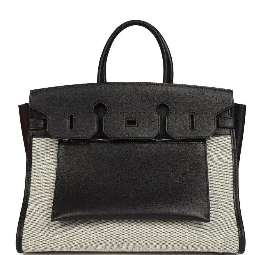 Hermes Birkin 35 A L'Envers Black-Ecru Toile H Canvas and Black Volupto Palladium Hardware