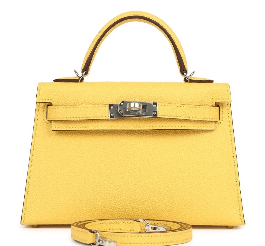 Hermes Kelly Sellier 20 Jaune Mango Epsom Palladium Hardware