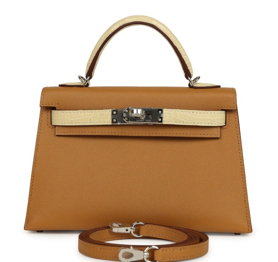Hermes Kelly Sellier 20 Sesame Madame and Vanille Matte Alligator Touch Palladium Hardware