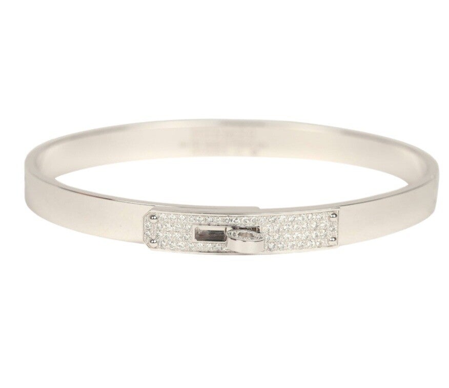 Van Cleef & Arpels Small Perlee Diamond Bracelet 18K White Gold Hardware & Diamonds