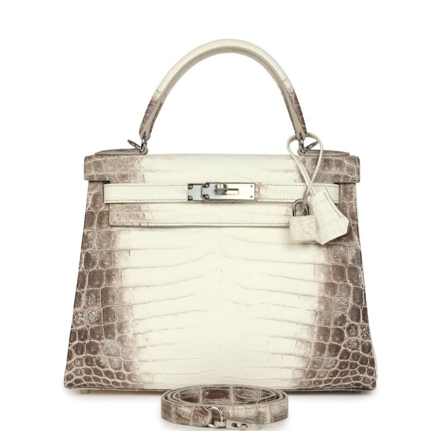 Hermes Kelly Retourne 28 Himalaya Matte Niloticus Crocodile Palladium Hardware