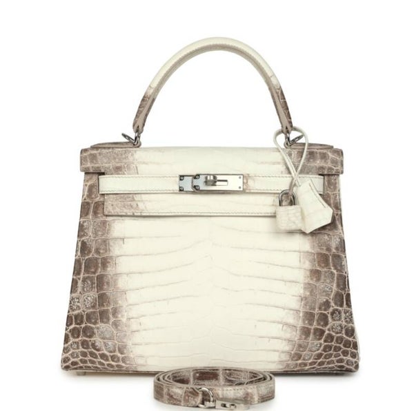 Hermes Kelly Retourne 28 Himalaya Matte Niloticus Crocodile Palladium Hardware