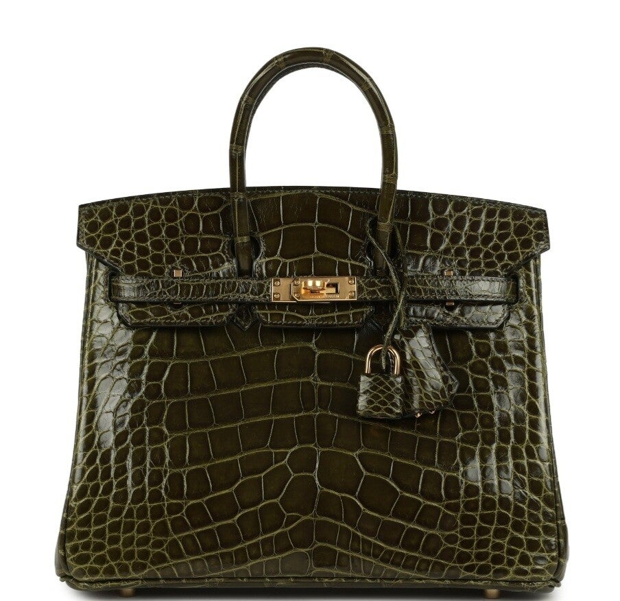 Hermes Birkin 25 Vert Veronese Shiny Alligator Gold Hardware