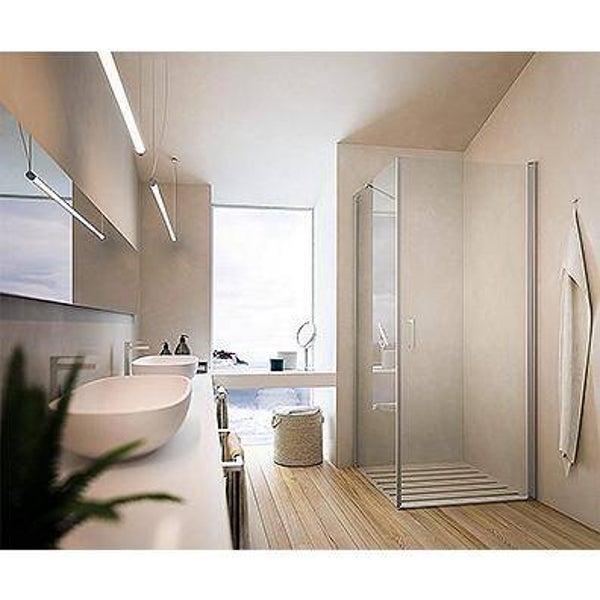 Eck-Duschkabine Eloa 2.0, 1 Drehtür und 1 Seitenwand mit Stabilisierungsstange