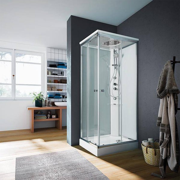 EVENES Komplettdusche Kabine Shower, 2 Schiebetüren und 2 Glas-Fixteile mit Kopfbrause
