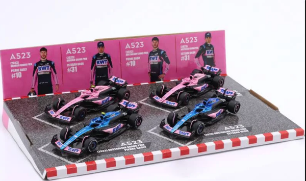 4-Car Set Gasly #10 & Ocon #31 Alpine A523 (F1 2023, 1:43, Bburago)