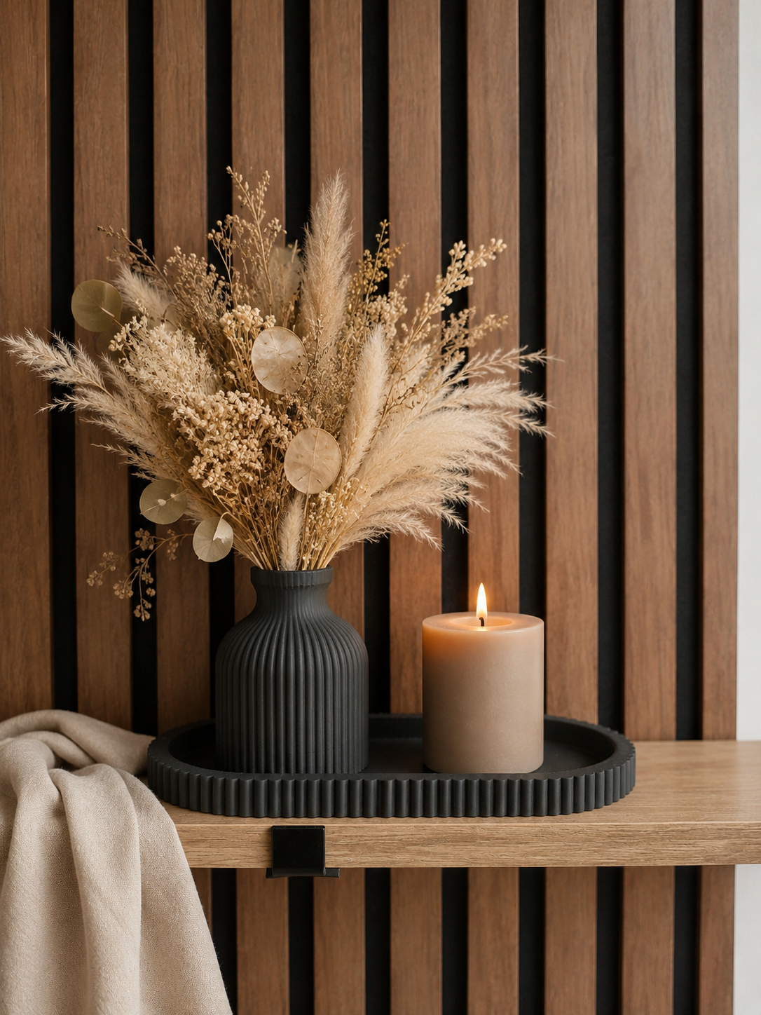Japandi Tray & vaas + Droogbloemen