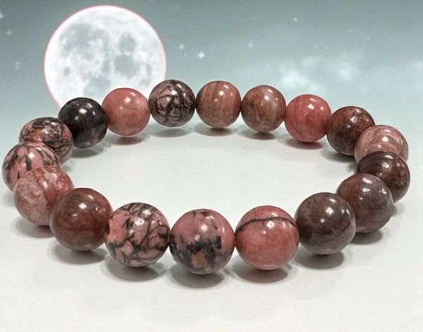 Bracelet boules Rhodonite perles 10mm