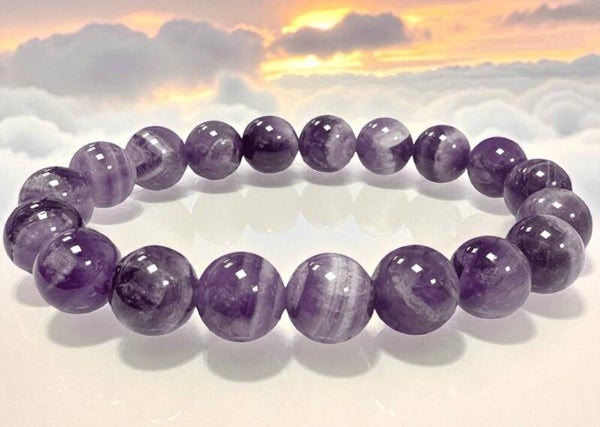 Bracelet Améthyste rubanée A perles 10mm