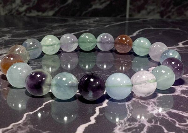 Bracelet boules Fluorine multicolore perles de 10mm