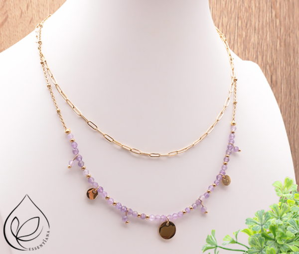 Collier IRIS doré Amethyste A Collection ESSENTIANA