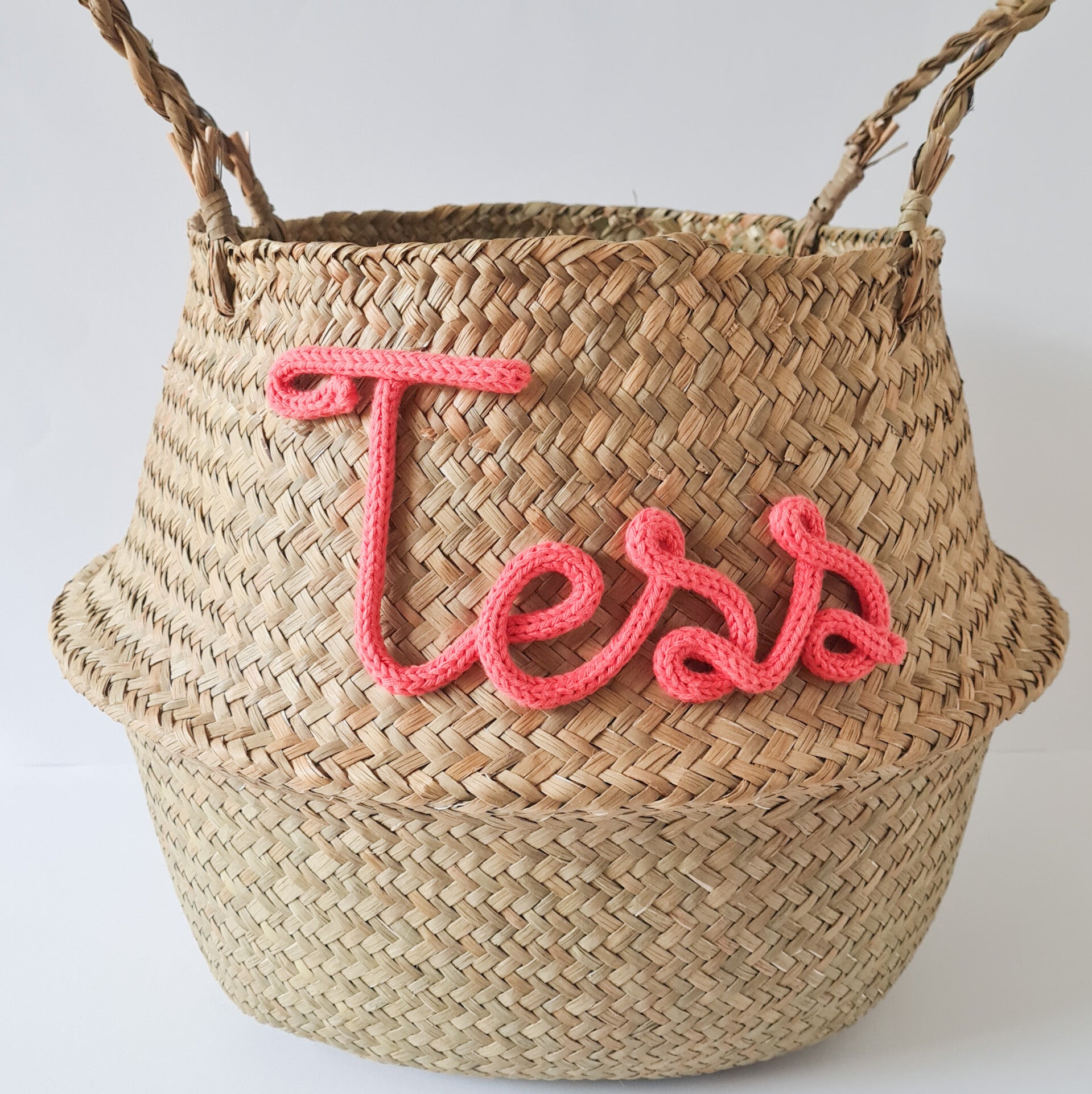 Zeegras mand met naam