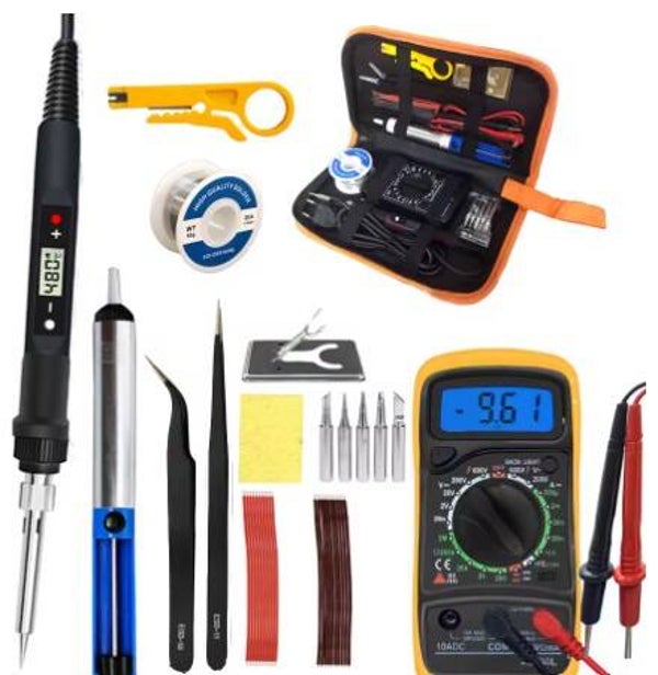 Kit de fer à souder électrique numérique 80W, 220/110V, température réglable, affichage LCD, pointes d'outils pour fer à souder