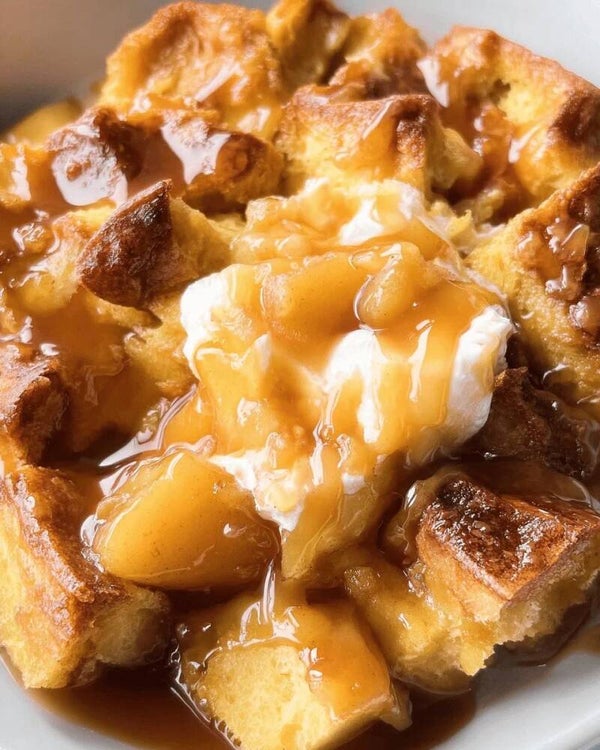 Peach Cobbler Bread Pudding