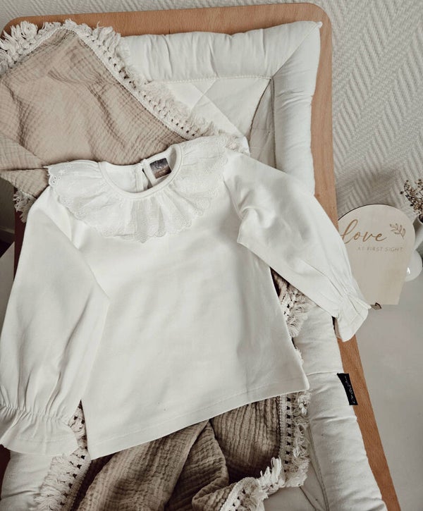 Blouse en gaze de coton avec col fantaisiste