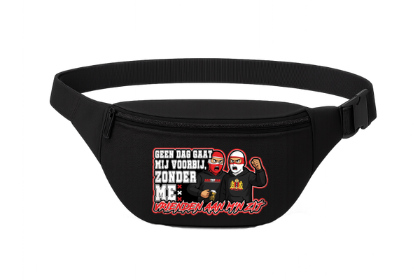 Geen dag gaat mij voorbij, zonder me vrienden aan m'n zij fanny pack
