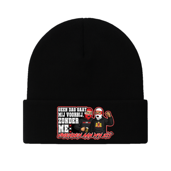 Geen dag gaat mij voorbij, zonder me vrienden aan m'n zij beanie