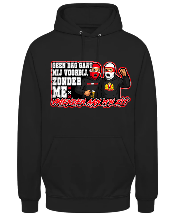 Geen dag gaat mij voorbij, zonder me vrienden aan m'n zij hoodie