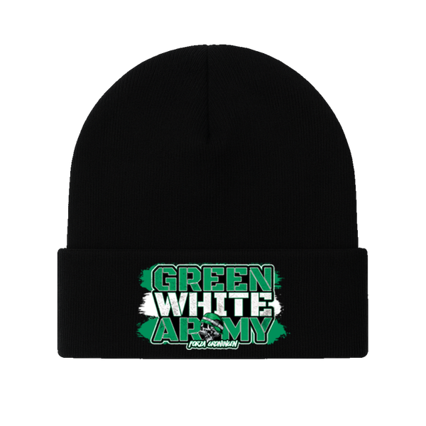 Green white army beanie