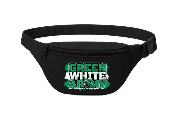 Green white army fanny pack