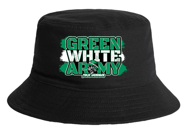 Green white army bucket hat