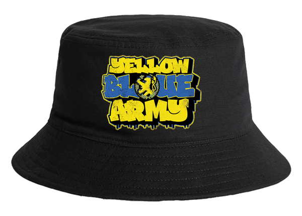 Yellow blue army bucket hat