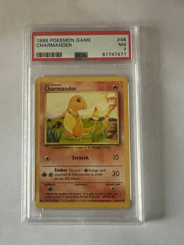 Charmander 1999 Pokémon Game (Base Set), PSA 7