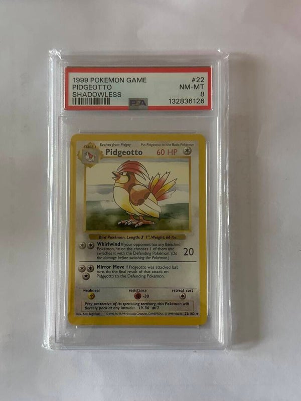 Pidgeotto 1999 Pokémon Game (Base Set) - Shadowless PSA 8