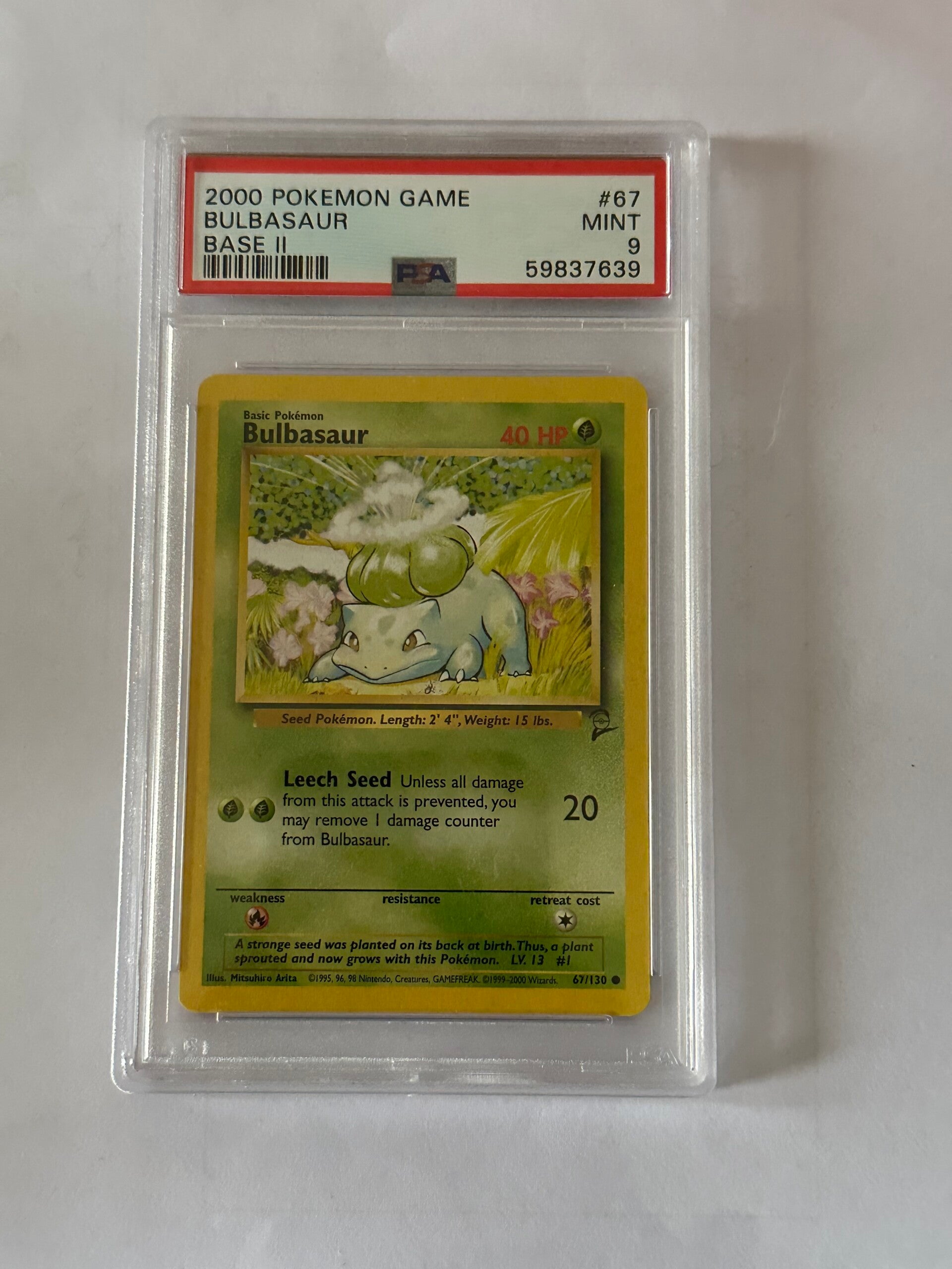 Bulbasaur 2000 Pokémon Game - Base Set 2 PSA 9