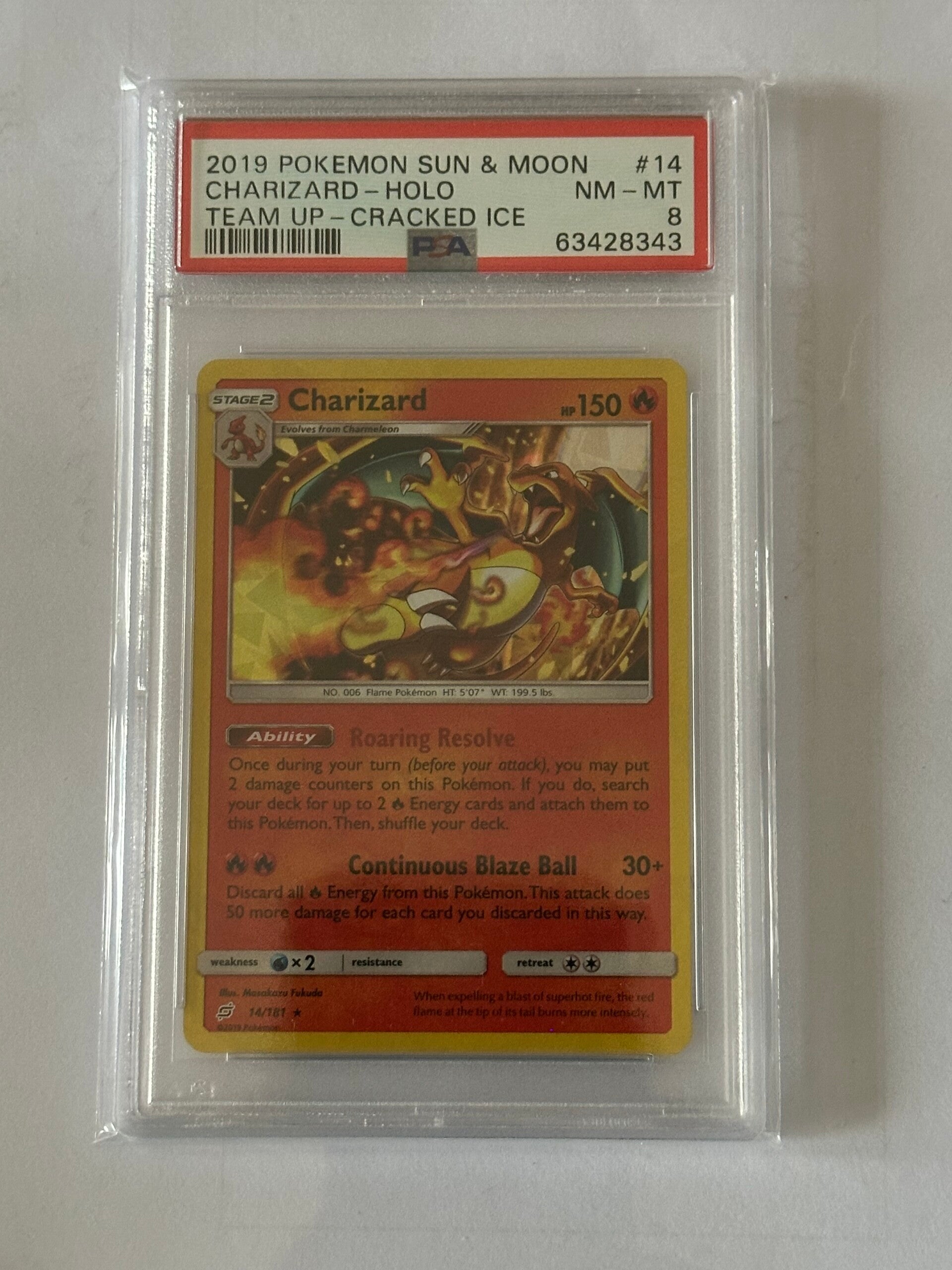 Charizard (Holo) 2019 Pokémon Sun & Moon - Team Up PSA 8
