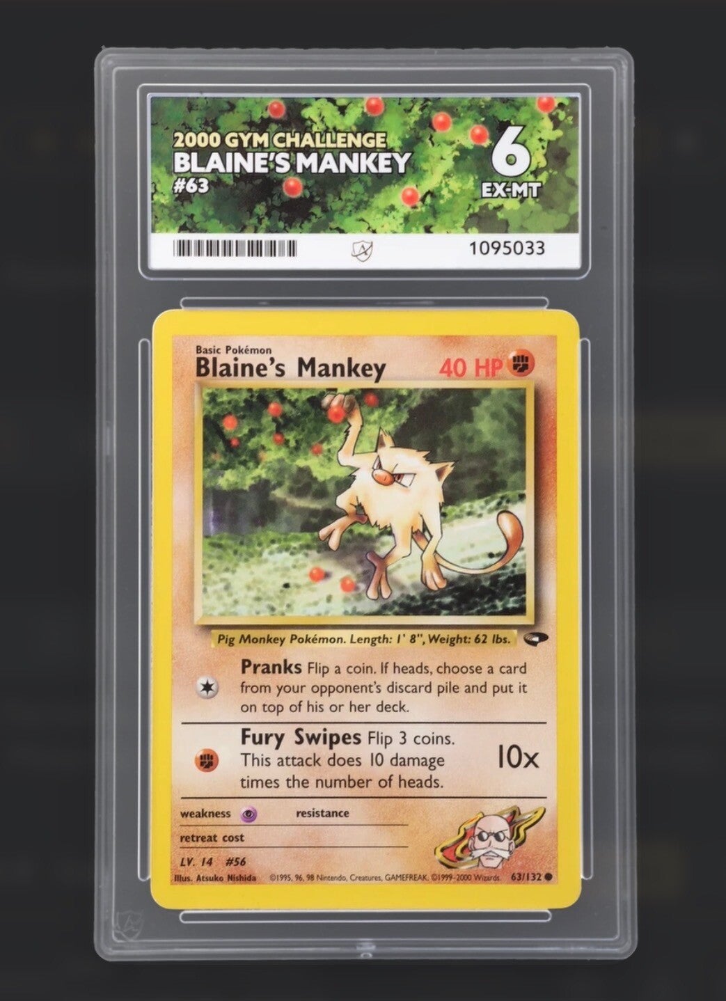 2000 Pokémon Gym Challenge: Blaine’s Mankey #63 - Ace Graded 6 (EX-MT)