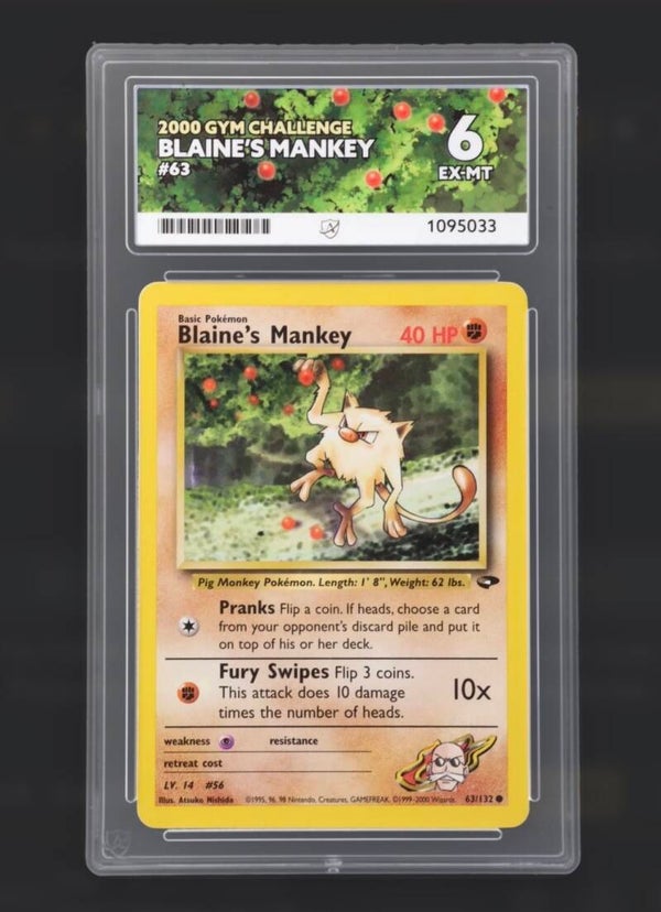 2000 Pokémon Gym Challenge: Blaine’s Mankey #63 - Ace Graded 6 (EX-MT)