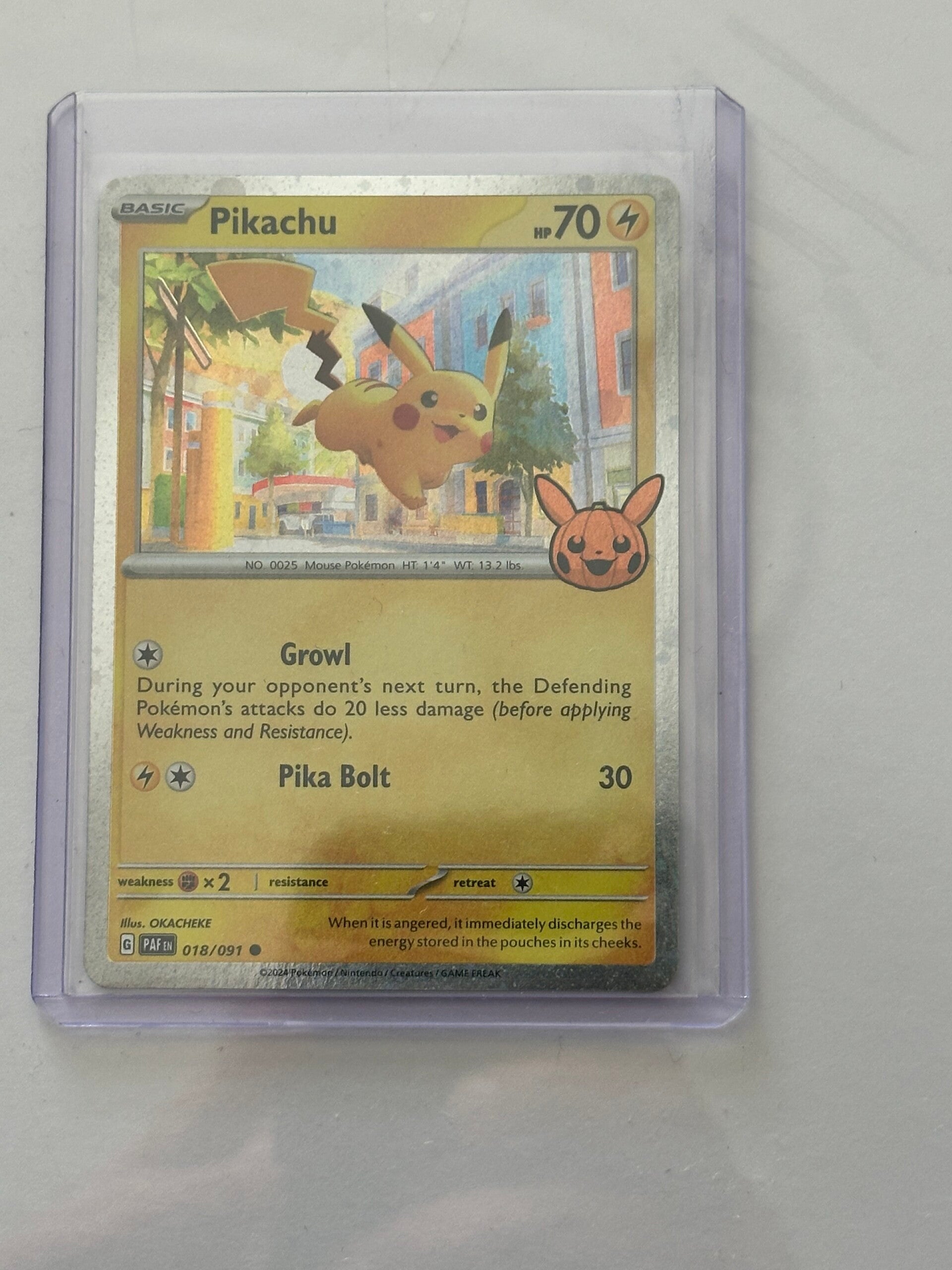 Pikachu 018/091 - Paldean Fates (Trick or Trade Halloween Stamp)
