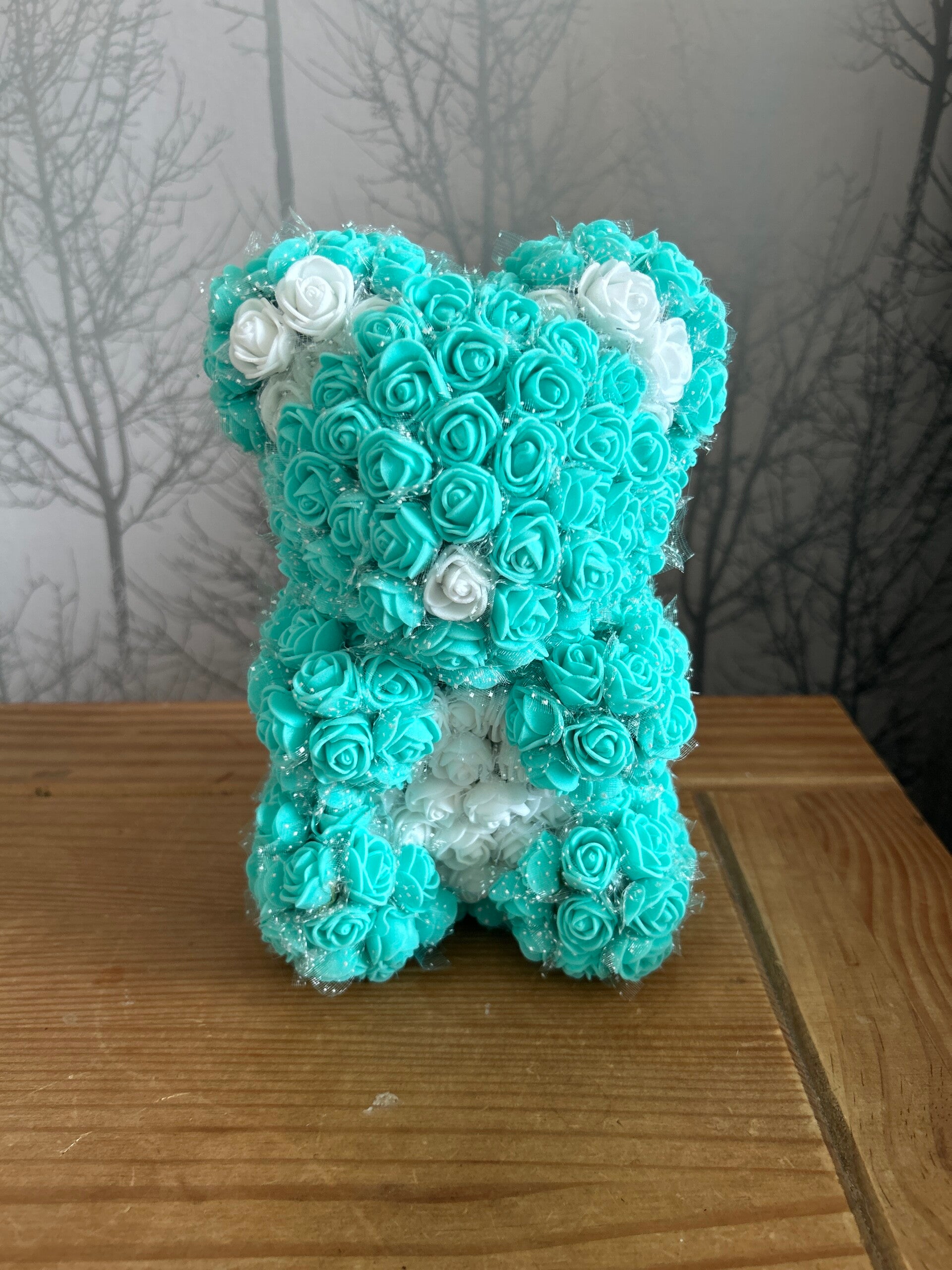 Handmade green rose bear