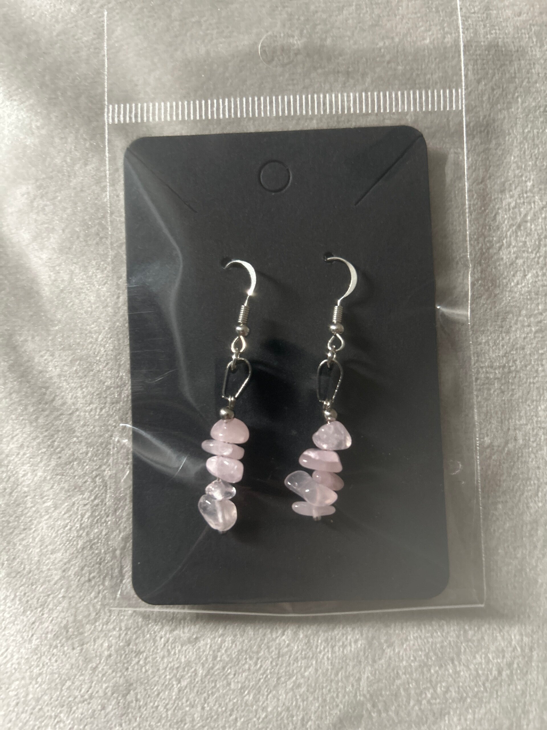 Pale pink beaded earrings