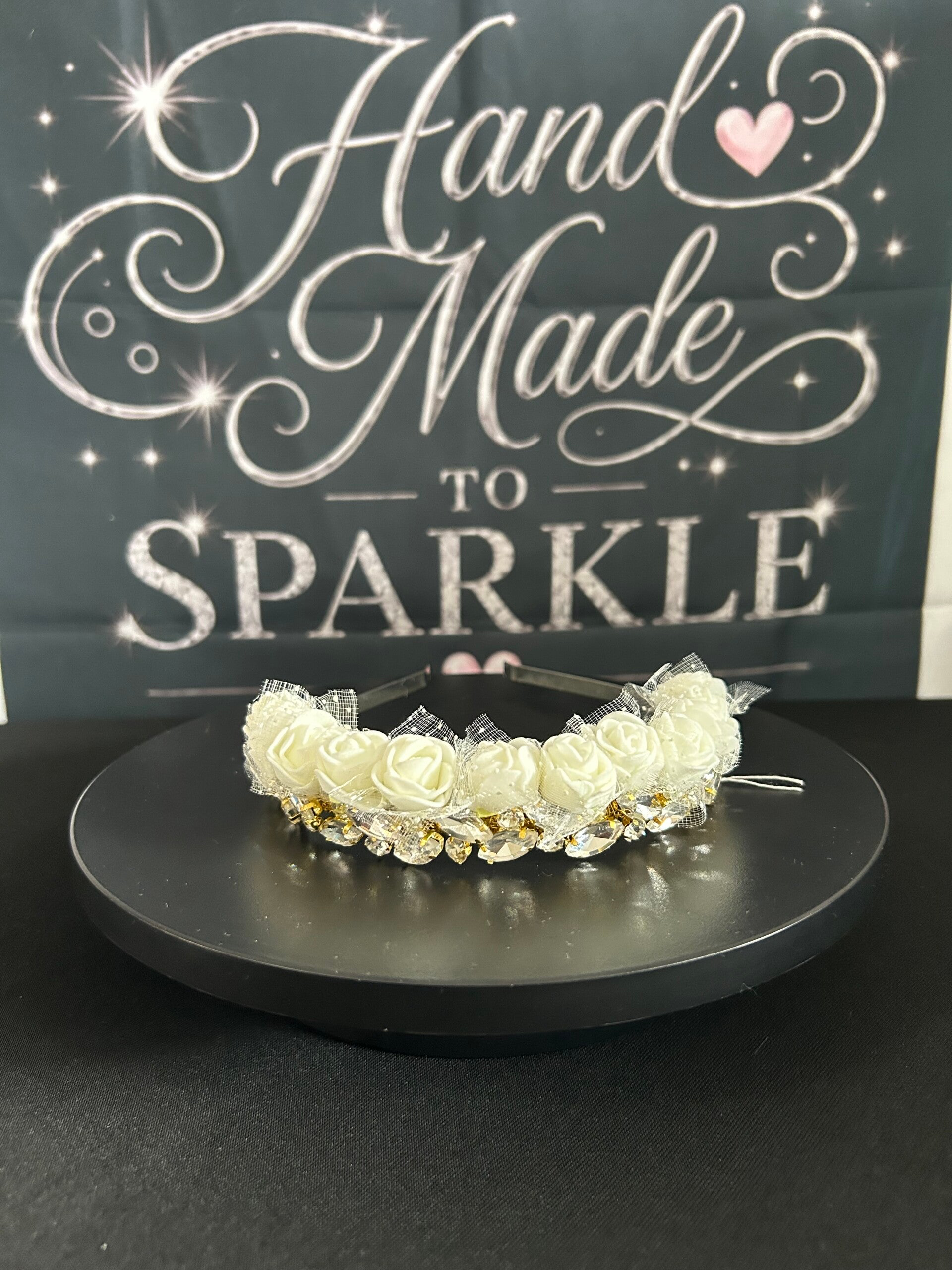 Cream and gold foam roses headband