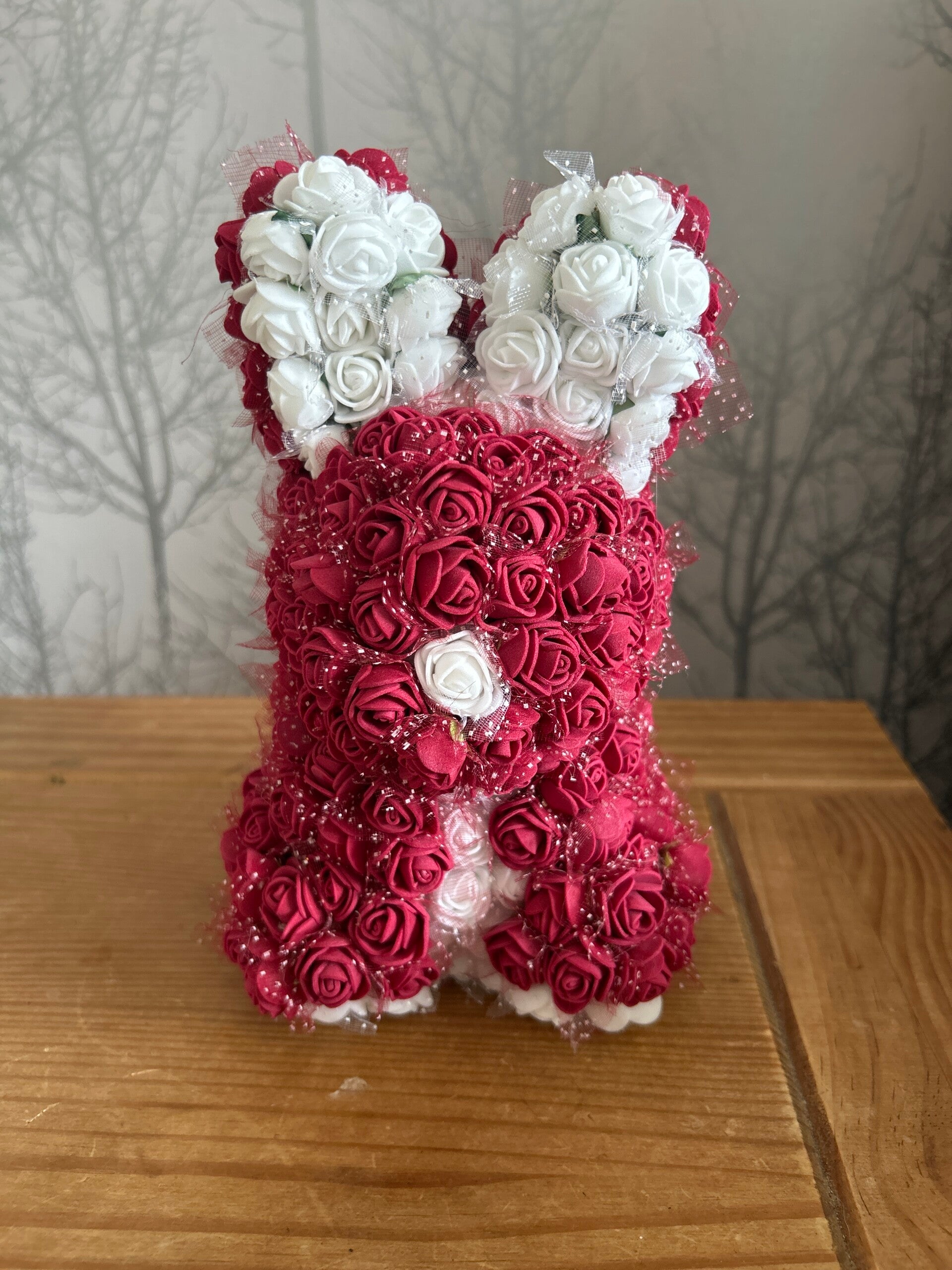 Handmade red rose rabbit