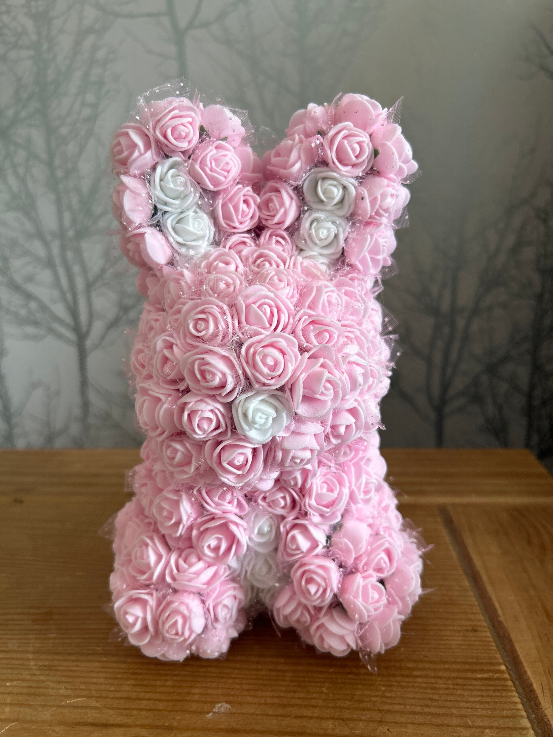 Handmade pink rose rabbit