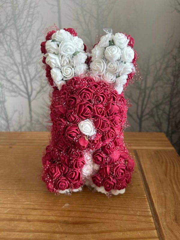 Handmade red rose rabbit