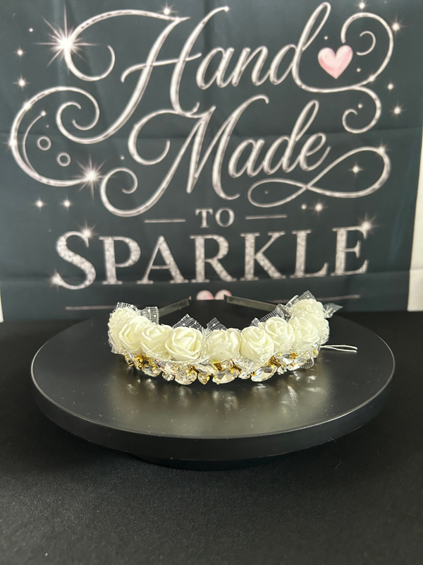 Cream and gold foam roses headband
