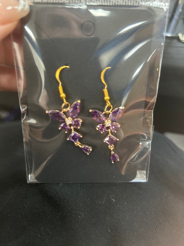 Beautiful purple butterfly earrings