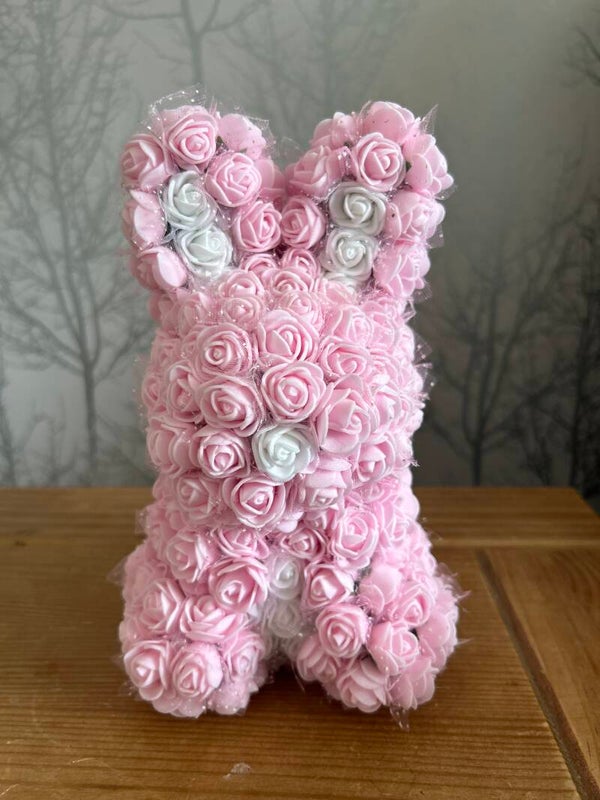 Handmade pink rose rabbit