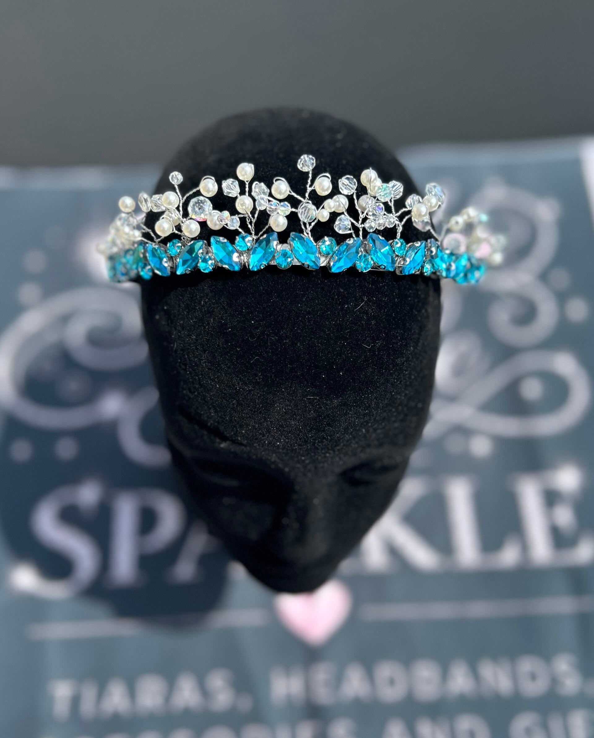 Blue beaded tiara