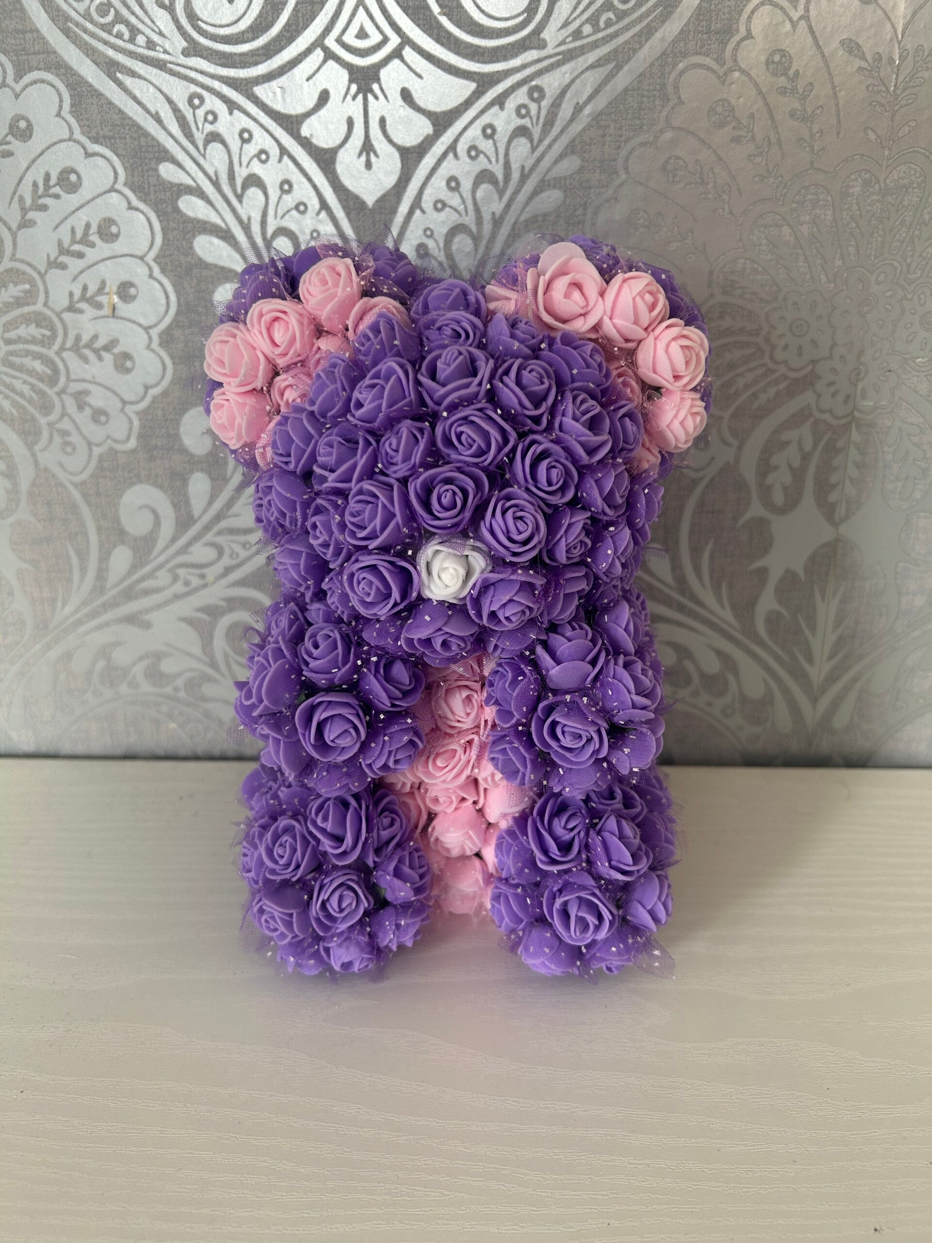 Handmade purple rose bear