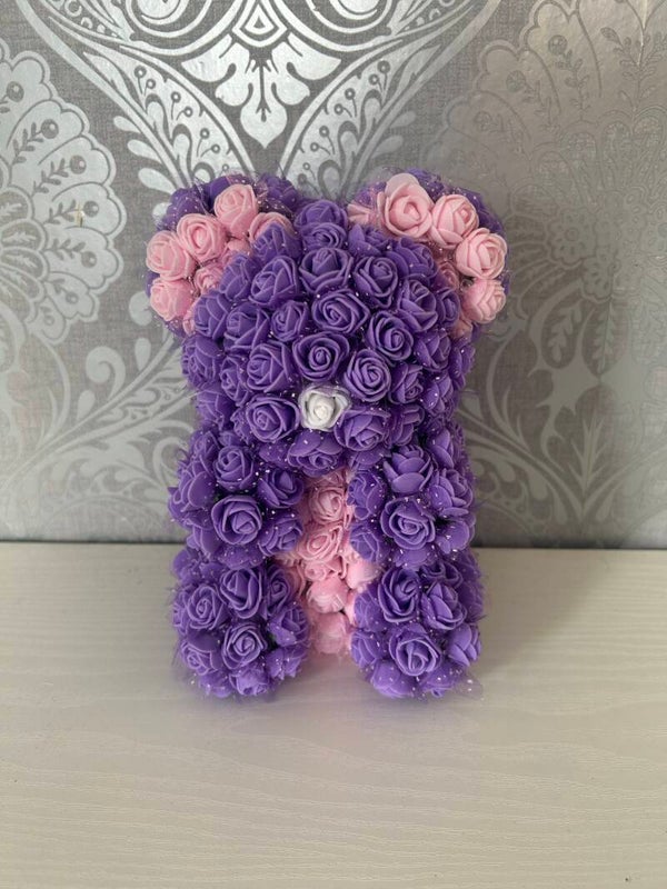 Handmade purple rose bear
